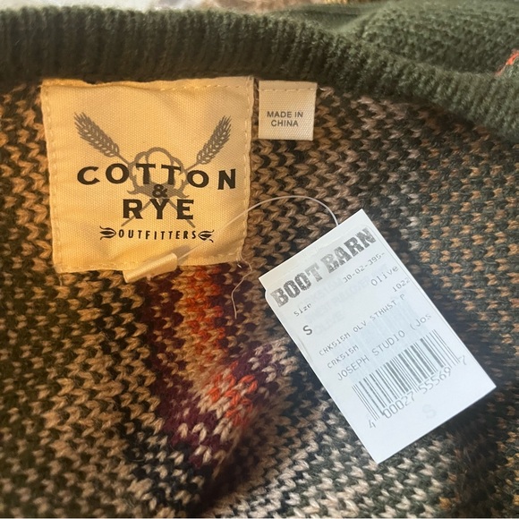 NWT Cotton & Rye Women's Southwestern Fringe Poncho Sweater Olive Brown size S - Picture 9 of 13